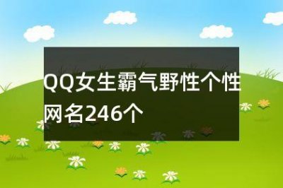 ​QQ女生霸气野性个性网名246个