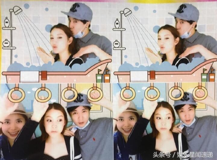 薛之谦李雨桐早年大头贴亲密合影，贴面亲吻一看就是情侣