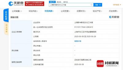 ​靳东旗下影视文化工作室申请简易注销