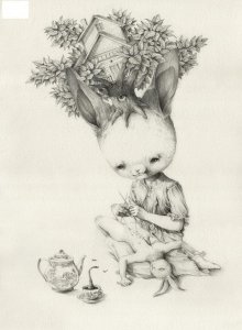 ​一组关于兔子的手绘素描线条插画作品 每张都可以做壁纸