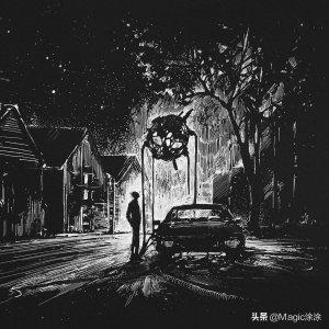 ​一组黑白风格科技感十足的插画 这线条的塑造力和表现力超强